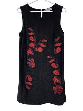 Leela & Lavender Mini Dress Small Floral Embroidered Sleeveless Keyhole Bohemian